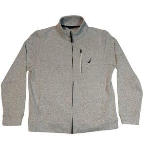 Nautica Mens Full-Zip Sweat Jacket w Fleece Interior L Gray 2Hand/Chest Pockets